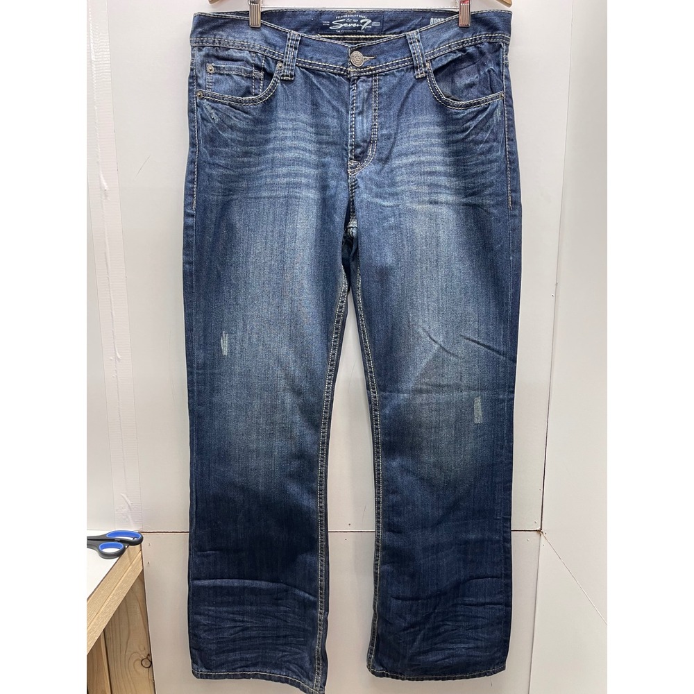 Seven7 Mens Bootcut Jeans Medium Wash Denim Faded Classic Fit Size 36x31